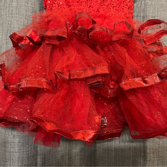 Weissman’s adorable red sequin with tuelle attached skirt. Child Small - Picture 5 of 9